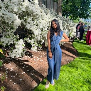 New York & Company: Soft blue denim XS jumpsuit